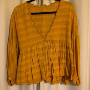 Mustard Deep V blouse